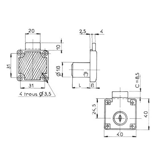 Ronis 4500-01 Desk Cupboard Lock