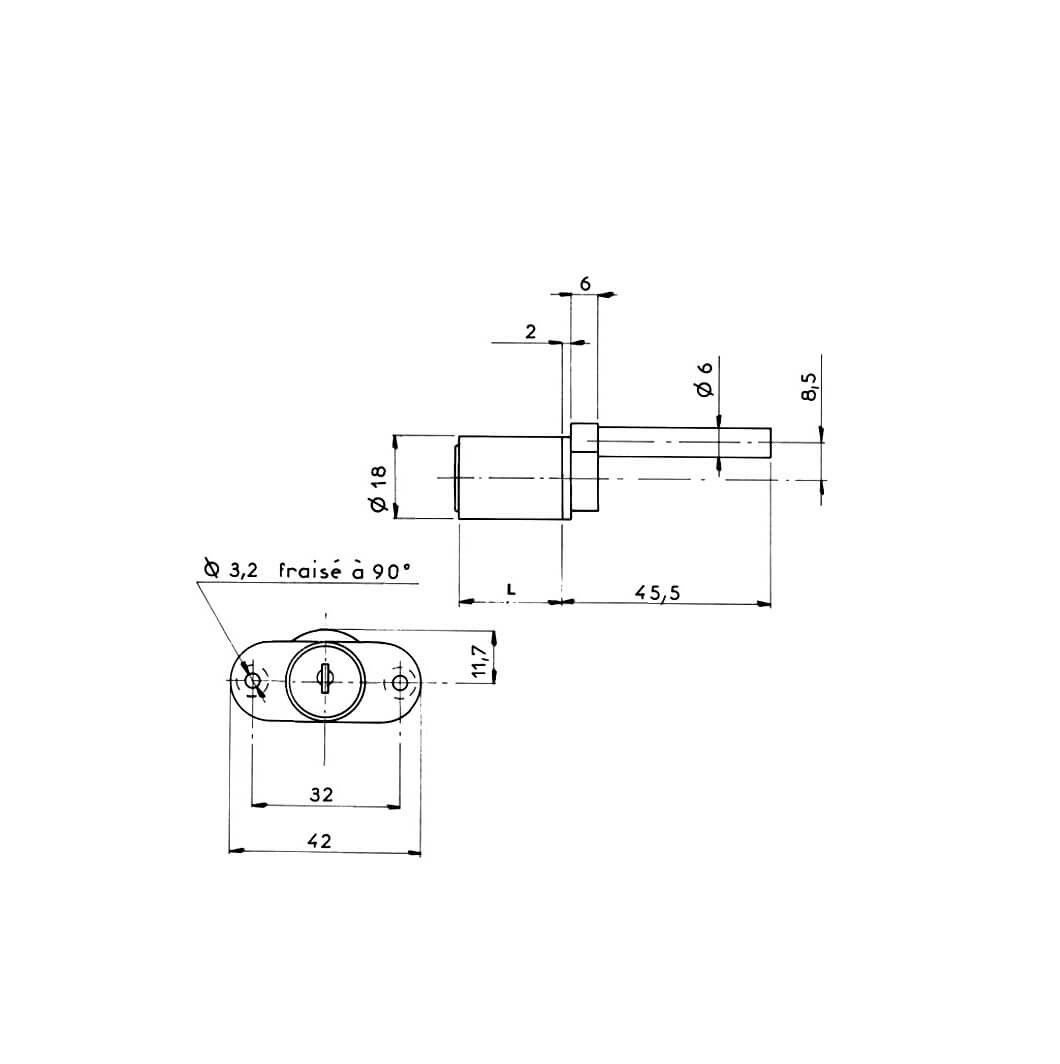 Ronis 25200 Horizontal Pedestal Drawer Lock