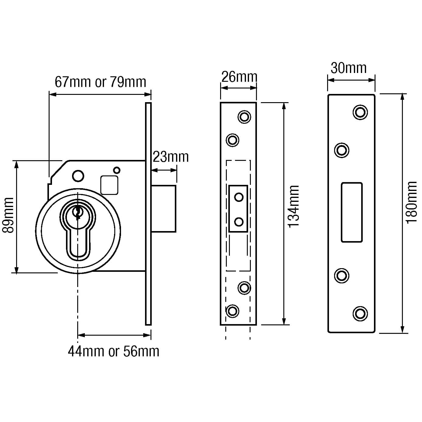 Era 233 British Standard Euro Mortice Deadlock Kit Complete With Euro Key & Turn Cylinder 