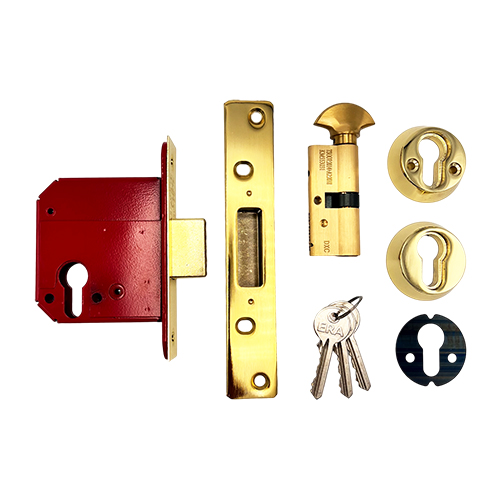 Era 233 British Standard Euro Mortice Deadlock Kit Complete With Euro Key & Turn Cylinder 