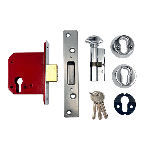Era 233 British Standard Euro Mortice Deadlock Kit Complete With Euro Key & Turn Cylinder 