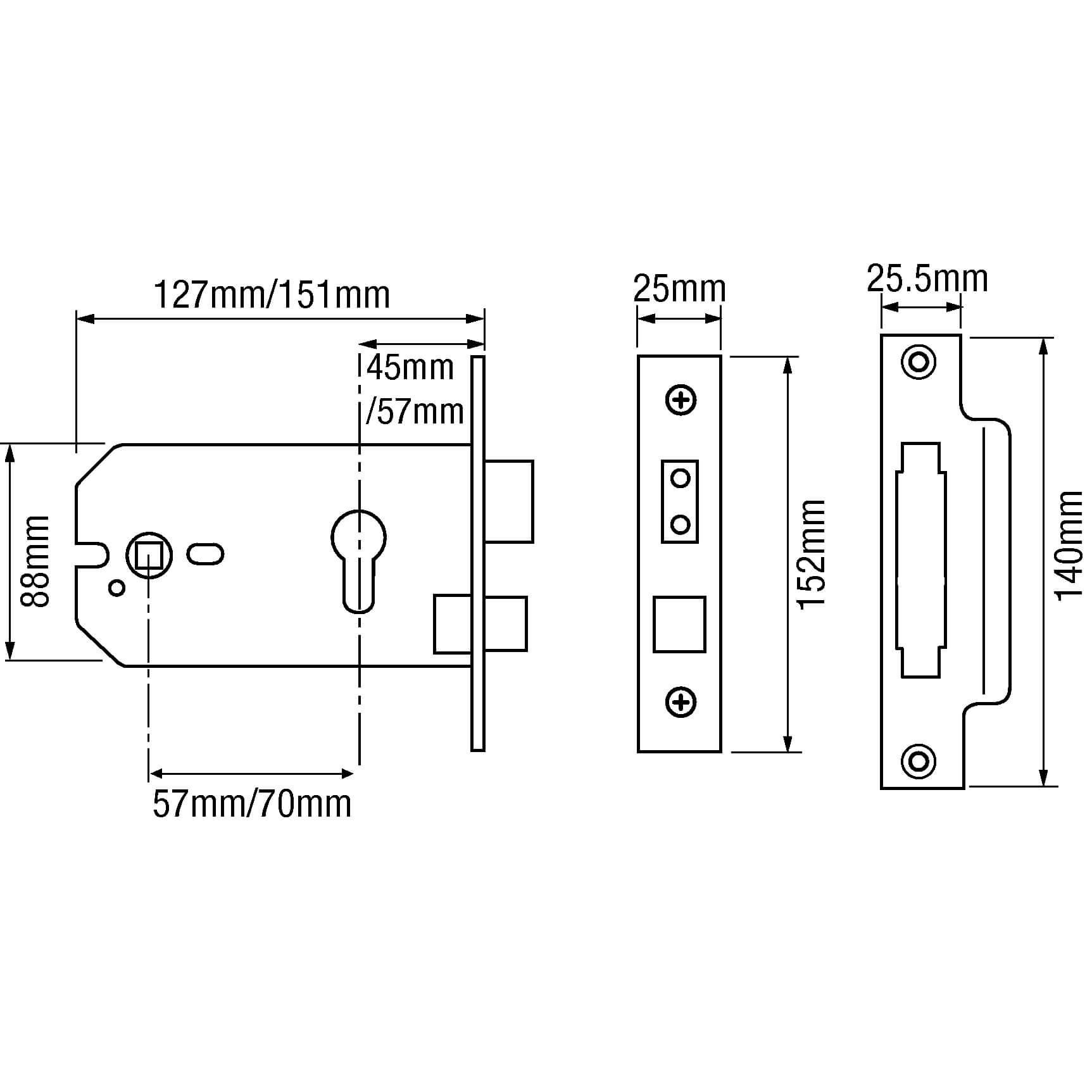 Imperial G7011/G7012 Horizontal Euro Mortice Sashlock