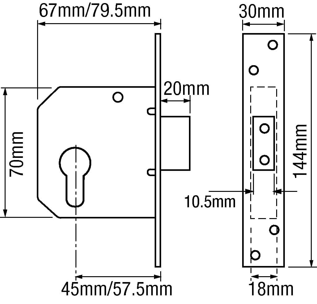 Union L2144 Euro Mortice Deadlock 