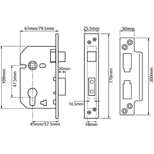 Union L2244 Euro Mortice Sashlock