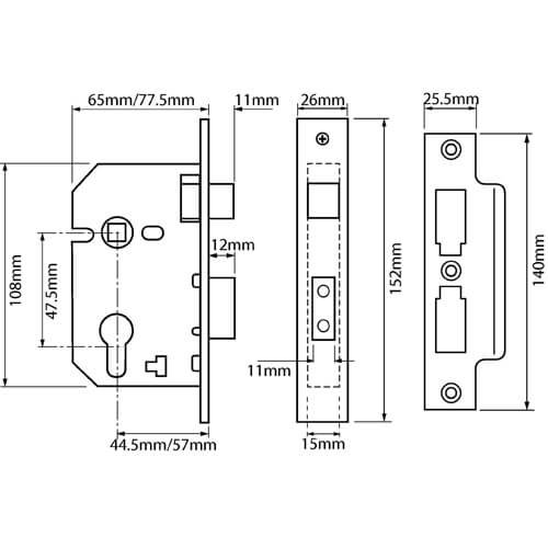 Union L2249 Euro Mortice Sashlock