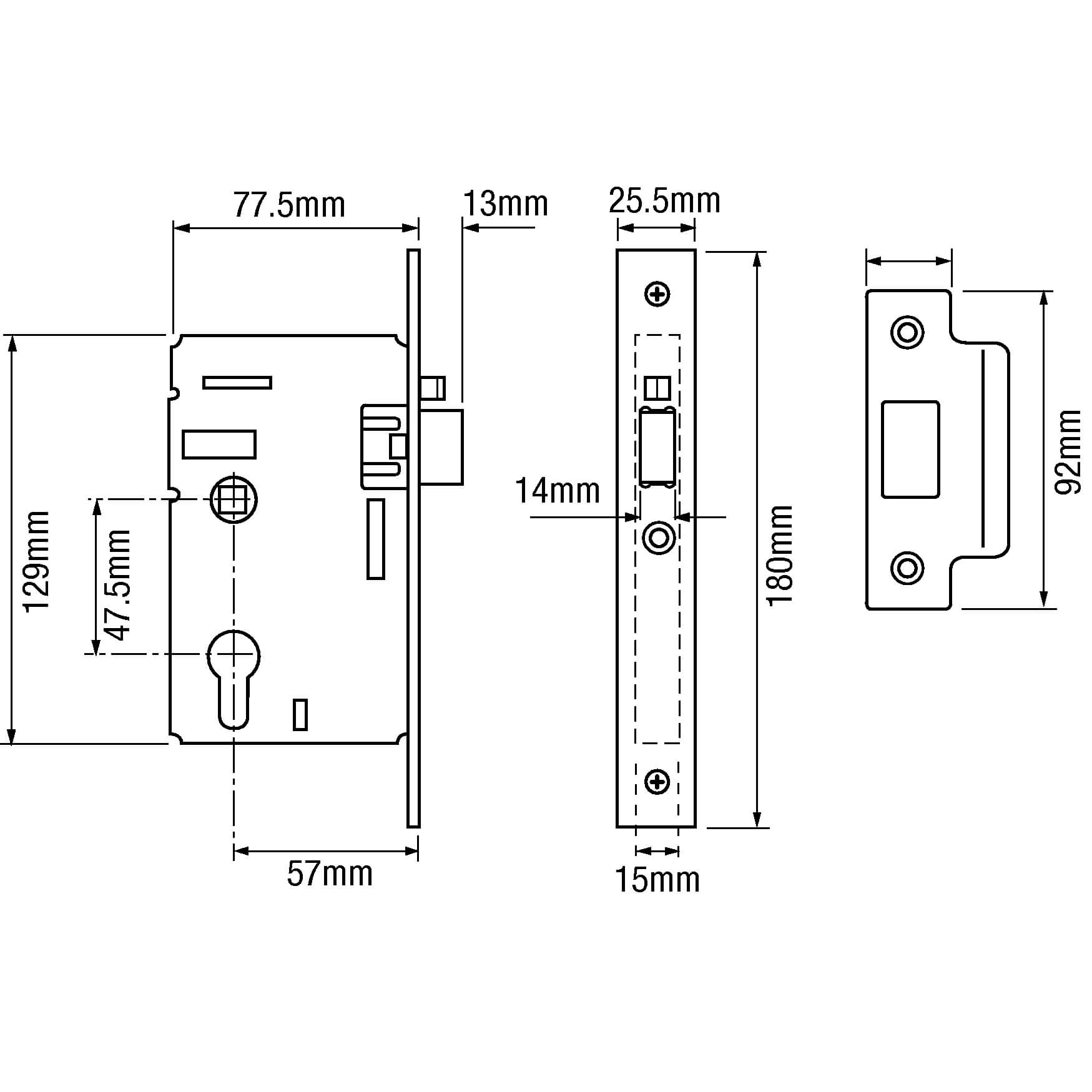 Union L2349 Euro Mortice Nightlatch