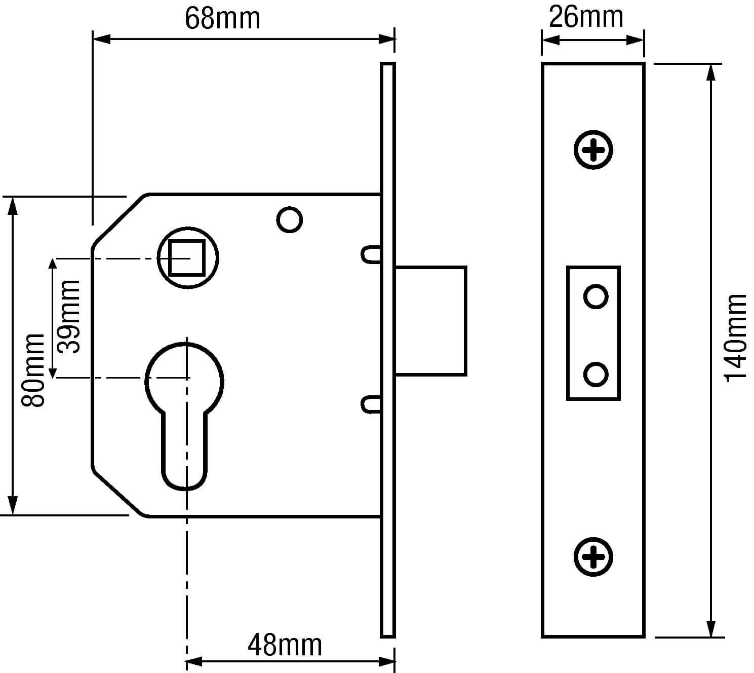 Eurospec 5025 Euro Mortice Nightlatch 