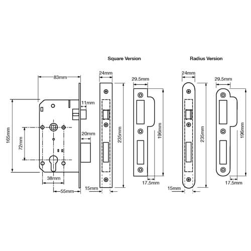 Union L2C21 Euro Mortice Sashlock 