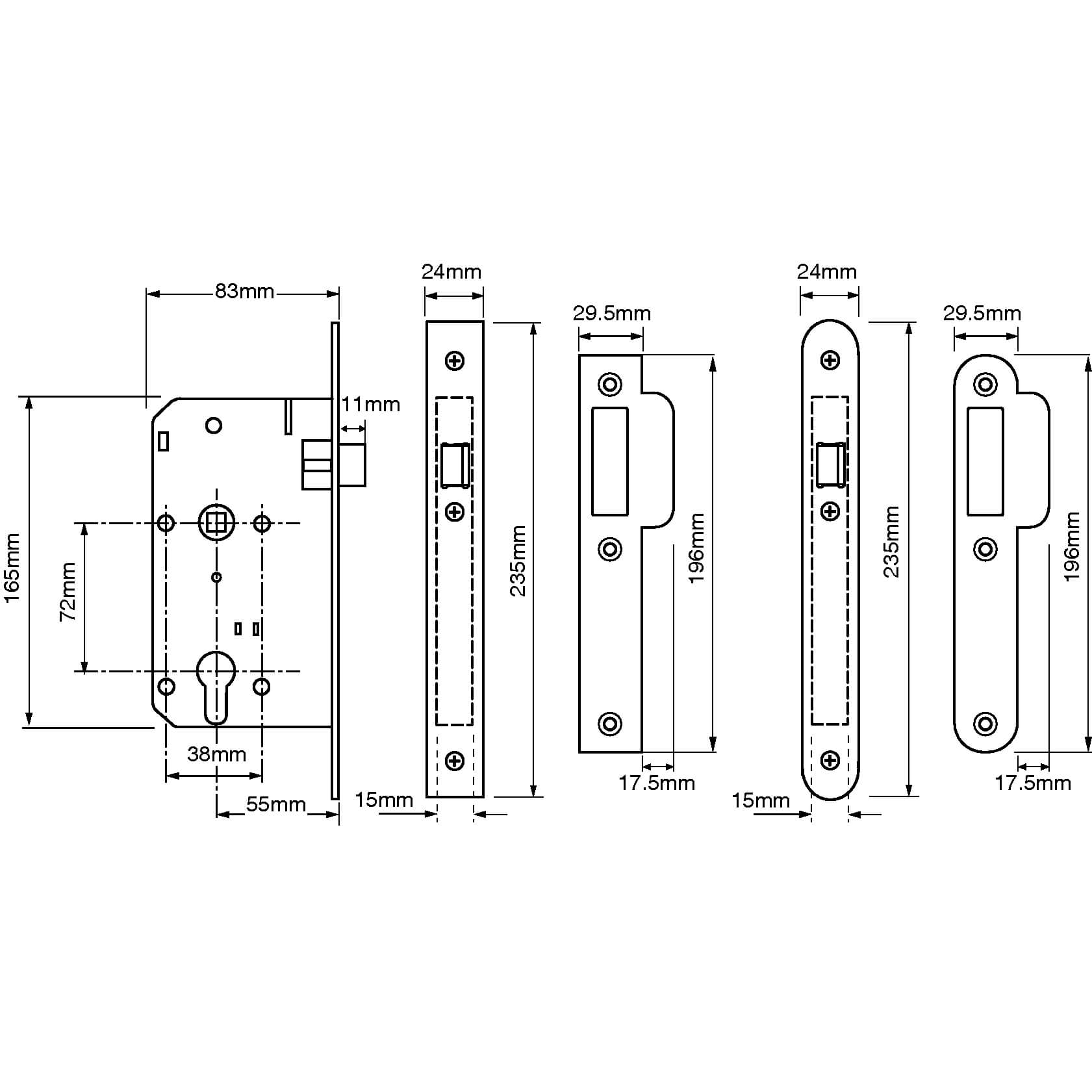 Union 2C2 Euro Mortice Nightlatch