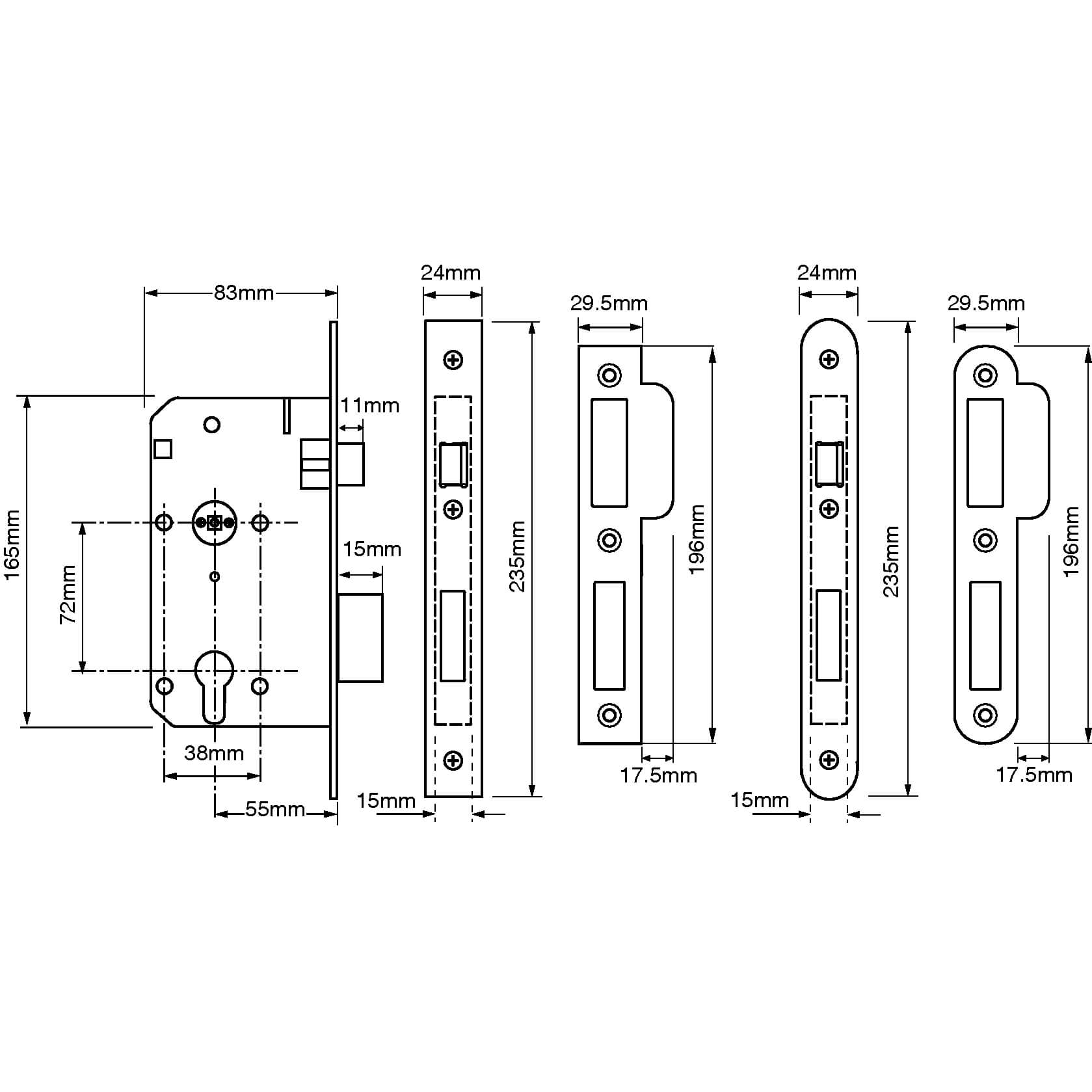 Union L2C26 Euro Escape Mortice Sashlock