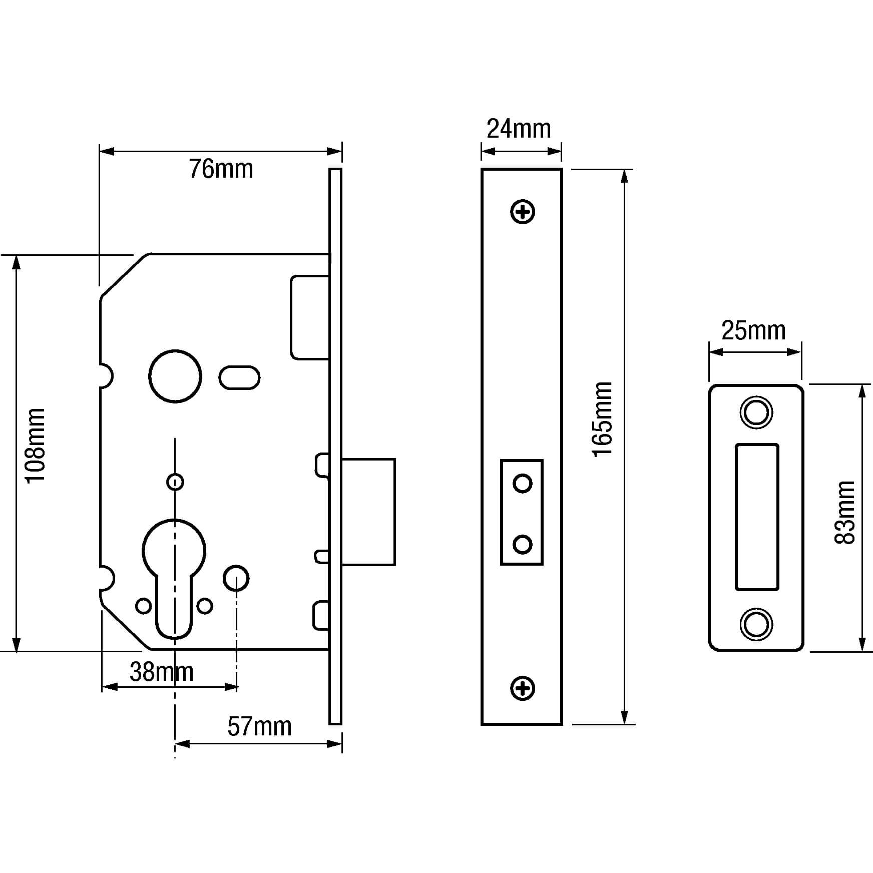 Briton 5210 Upright Dual Profile Mortice Deadlock 