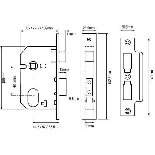 Union L2241 Oval Mortice Sashlock