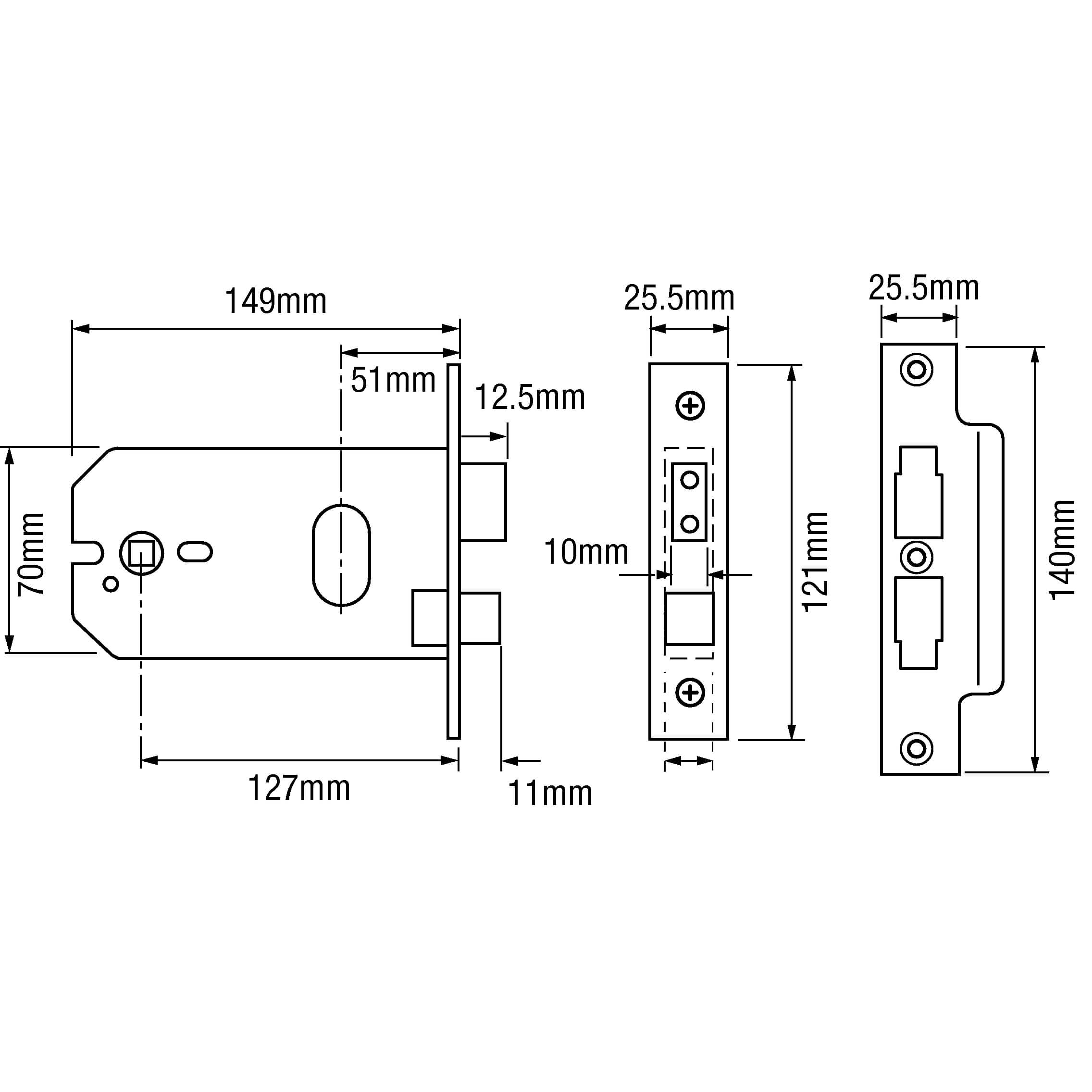 Union L2041 Oval Horizontal Mortice Sashlock