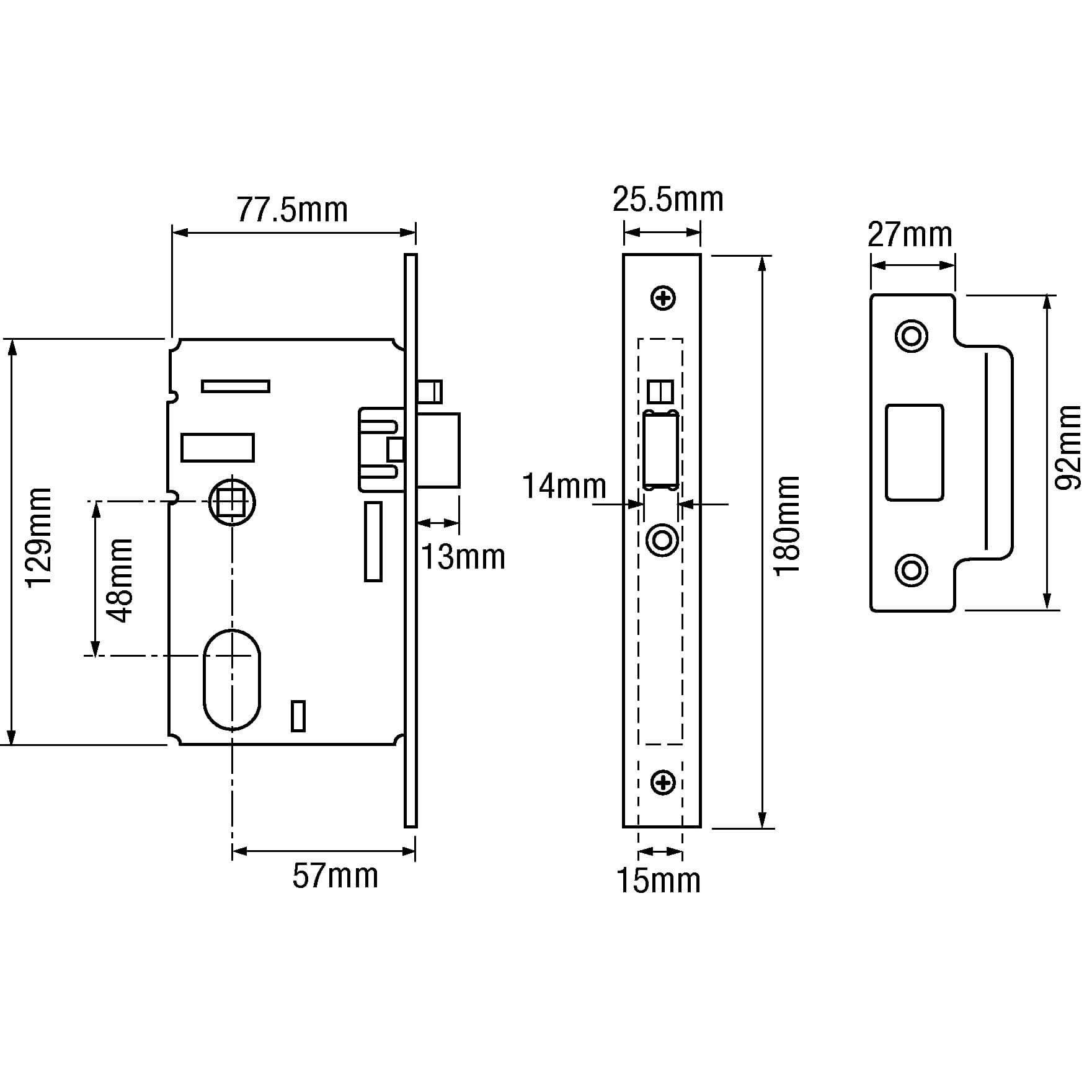 Union L2341 Oval Mortice Nightlatch