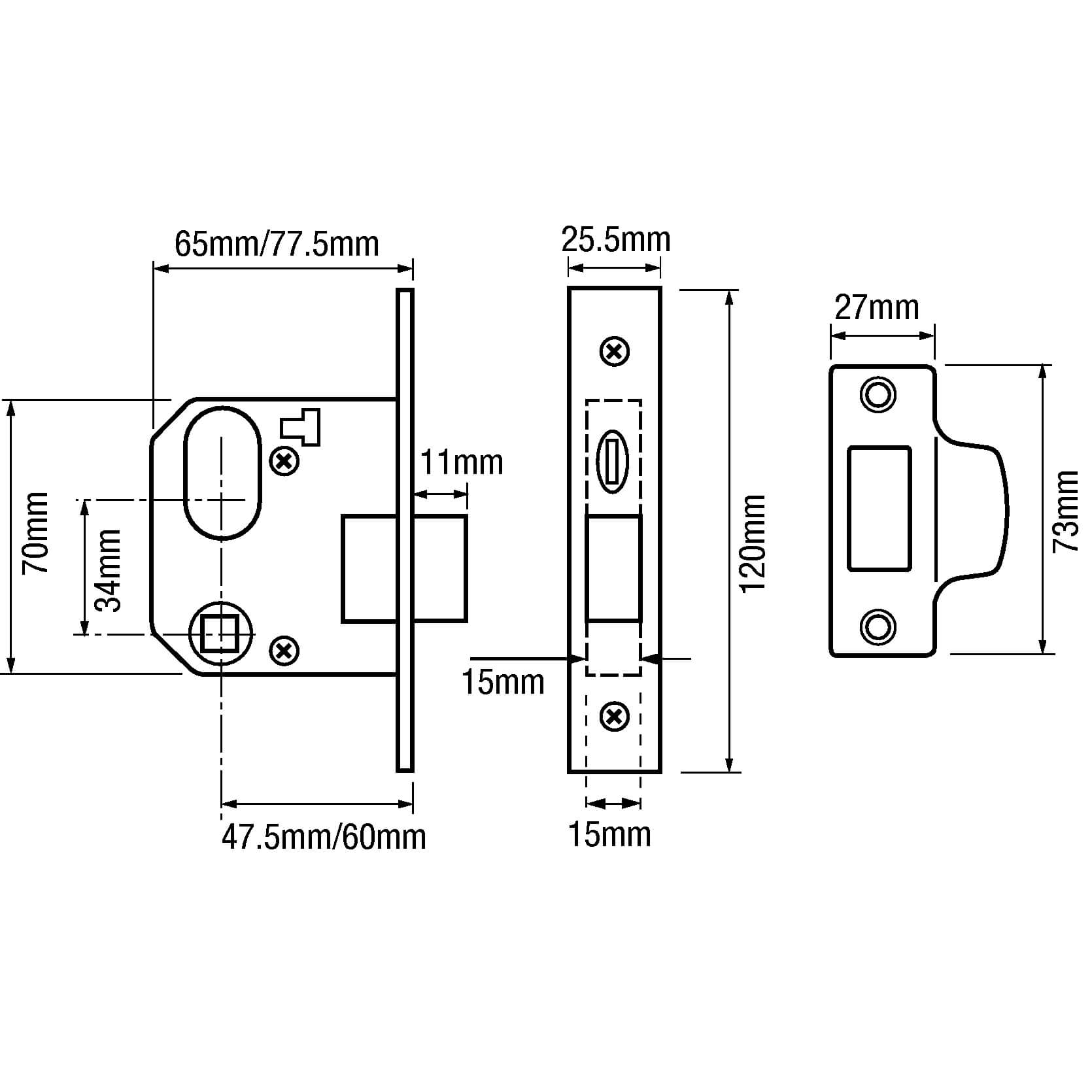 Union 2332 Oval Mortice Nightlatch Kit Complete With Oval Key & Key Cylinder