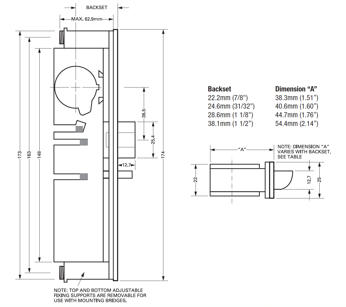 Adams Rite 4710 ScrewIn Deadlatch Case for Metal Doors