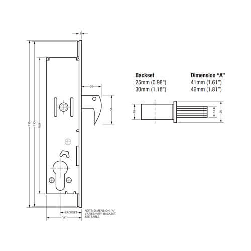 Alpro 5222 Euro Hookbolt Case for Metal Doors