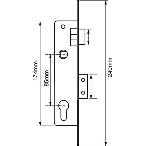 Santos 9050 Euro Mortice Sashlock for Metal Doors