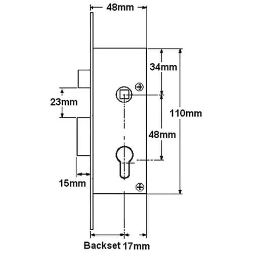 Union L22224 Euro 2" Mortice Sashlock for Metal Doors