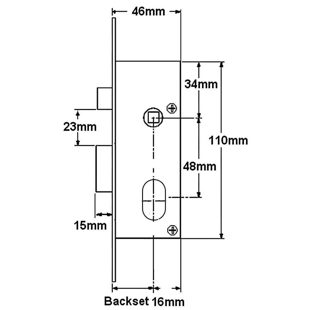 Union L22214 Oval 2" Mortice Sashlock for Metal Doors