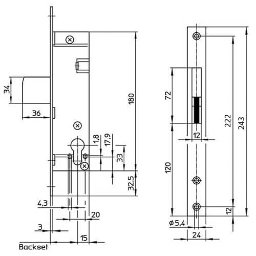 Wilka 1435 Euro Swing Deadbolt Case for Metal Doors