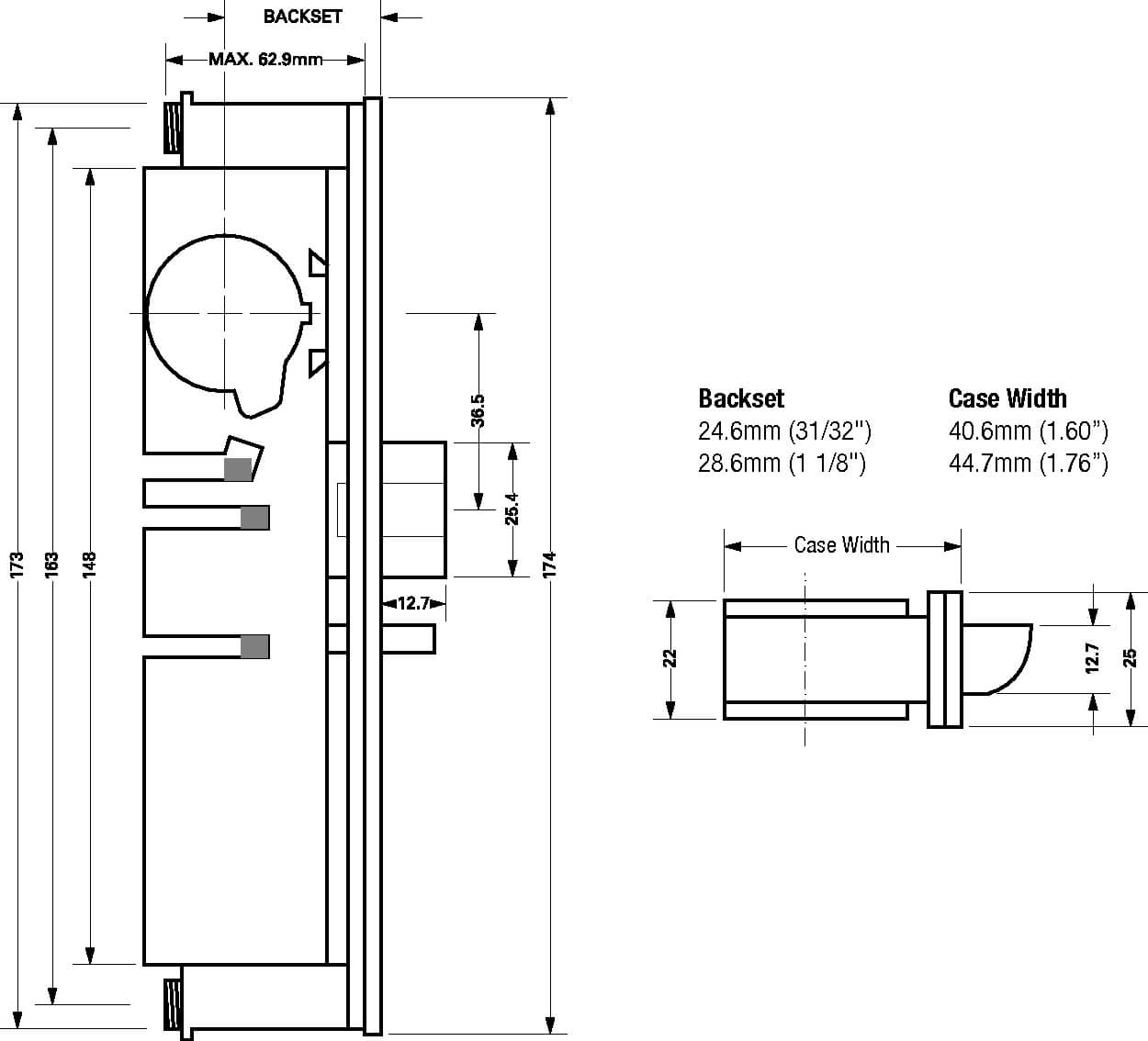 Alpro 5245 Screwin Deadlatch Case for Metal Doors