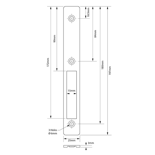 Alpro 5222 Flat Deadbolt Faceplate