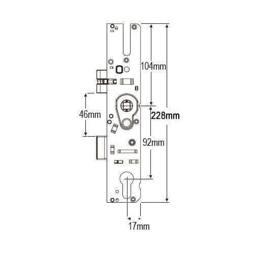 Maco GTS Copy Multipoint Gearbox - Serrated Latch Reversal Button - Lift Lever