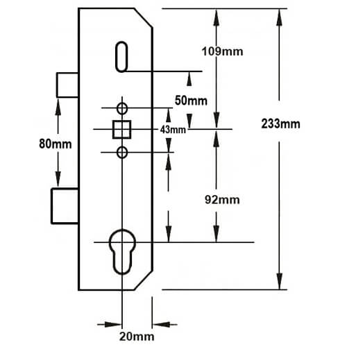 Mila Copy Multipoint Gearbox - Latch and Deadbolt - Lift Lever