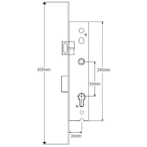 Technal PA1024 Genuine Multipoint Gearbox - Key Wind