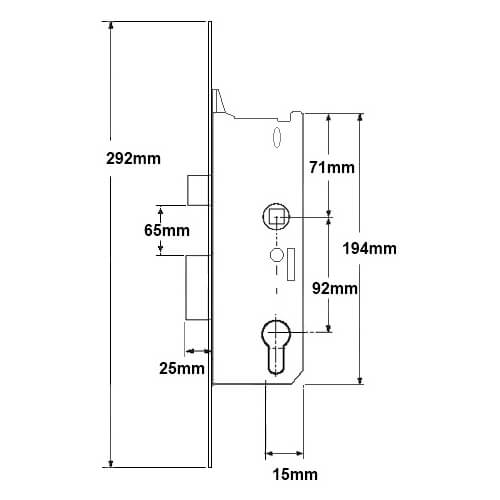 Fuhr Overnight Lock - Lever Down 16mm Faceplate