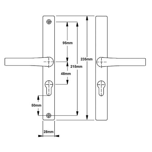 Hoppe London Lever Lever UPVC Multipoint Door Handles -  48mm PZ Sprung 215mm Screw Centres