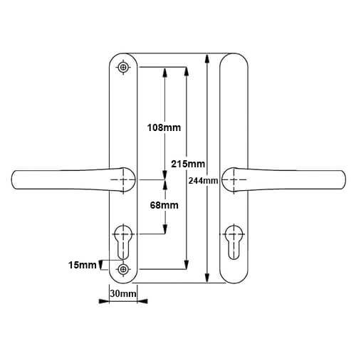 Hoppe/Fullex Lever Lever UPVC Multipoint Door Handles -  68mm PZ Sprung 215mm Screw Centres