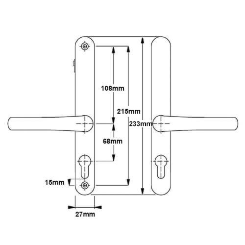 Hoppe Fullex Lever Lever UPVC Multipoint Door Handles -  With Snib 68mm PZ Sprung 215mm Screw Centres