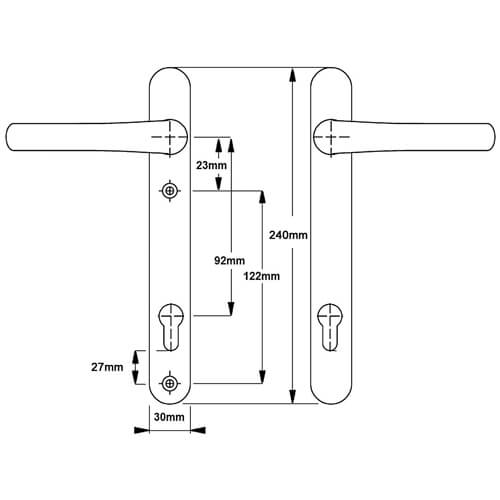 Hoppe Atlanta Lever Lever UPVC Multipoint Door Handles -  92mm PZ Sprung 122mm Screw Centres