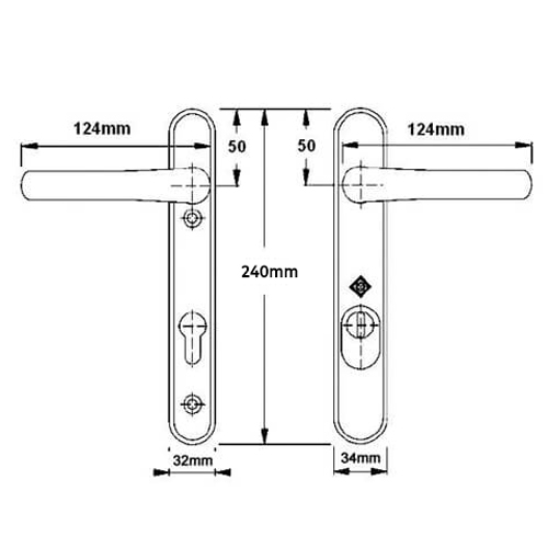 Hoppe Atlanta PAS24 Lever Lever UPVC Multipoint Door Handles -  92mm PZ Unsprung 122mm Screw Centres