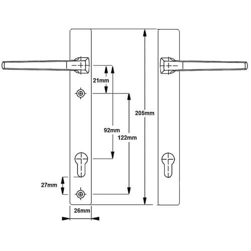 Hoppe London Lever Lever UPVC Multipoint Door Handles -  92mm PZ Unsprung 122mm Screw Centres