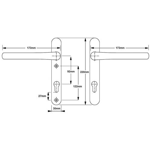 Hoppe Paris Extended Lever Lever UPVC Multipoint Door Handles -  92mm PZ Unsprung 122mm Screw Centres