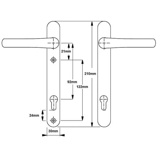 Hoppe Tokyo Lever Lever UPVC Multipoint Door Handles -  92mm PZ Unsprung 210mm Screw Centres