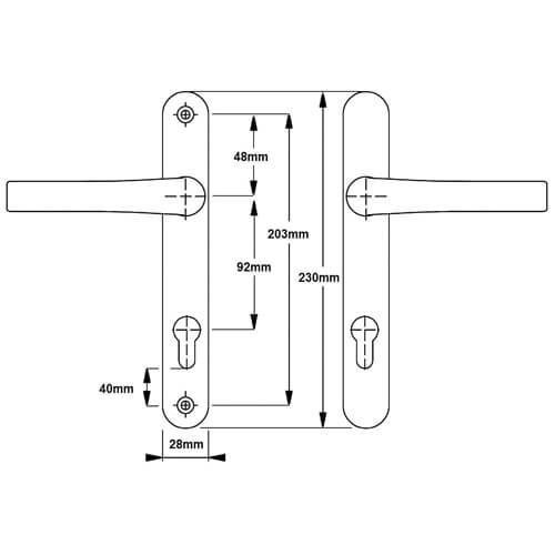 Hoppe Tokyo Lever Lever UPVC Multipoint Door Handles -  92mm PZ Unsprung 203mm Screw Centres