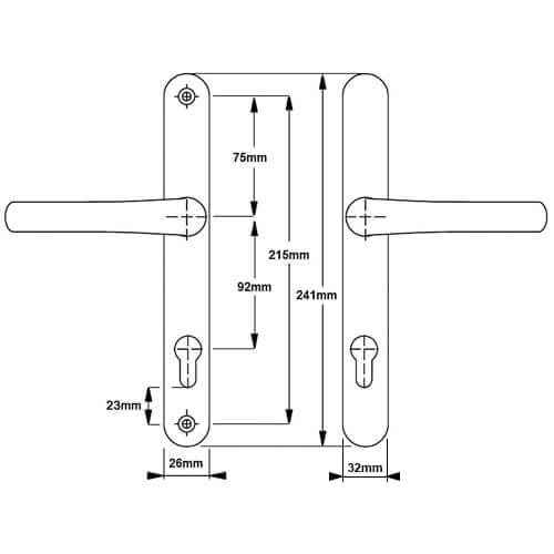 Hoppe Tokyo Lever Lever UPVC Multipoint Door Handles -  92mm PZ Sprung 215mm Screw Centres