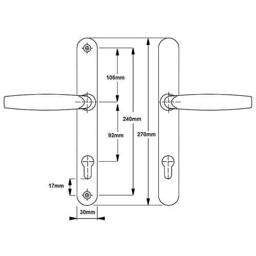 Hoppe London Lever Lever UPVC Multipoint Door Handles -  92mm PZ Sprung 240mm Screw Centres