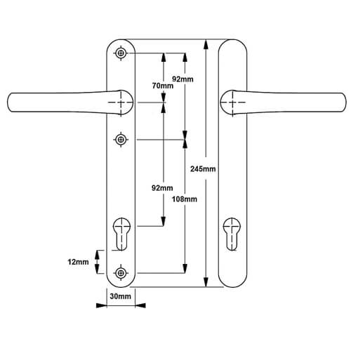 Hoppe Atlanta Lever Lever UPVC Multipoint Door Handles -  92mm PZ Unsprung 200mm Screw Centres