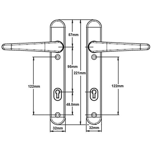 ERA Vectis Classic Lever Lever UPVC Multipoint Door Handles -  95mm PZ Sprung 122mm Screw Centres