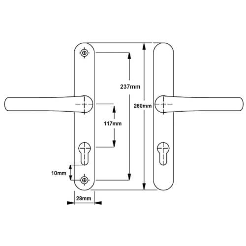 Millenco Lever Lever UPVC Multipoint Door Handles -  117mm PZ Sprung 237mm Screw Centres