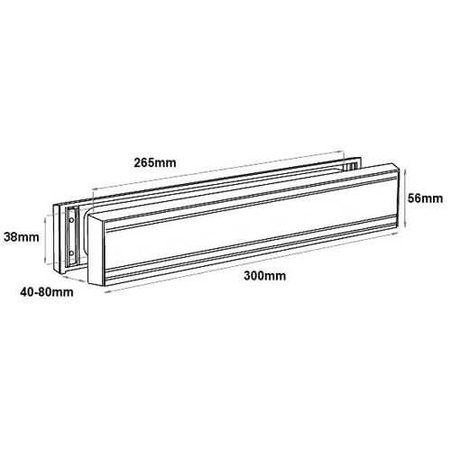 Paddock Slimline 12" Telescopic Letterplate for UPVC Doors - 40-80mm