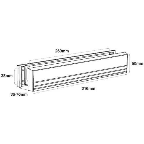 Paddock Slim Master 12" Telescopic Letterplate for UPVC Doors - 36-70mm