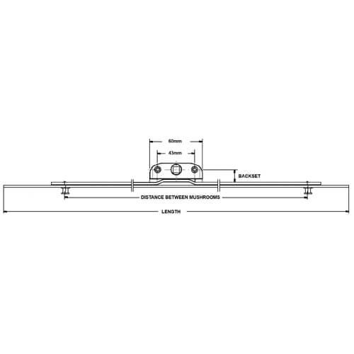 Maco Inline Window Espagnolette - 20mm Backset Mushroom Cams