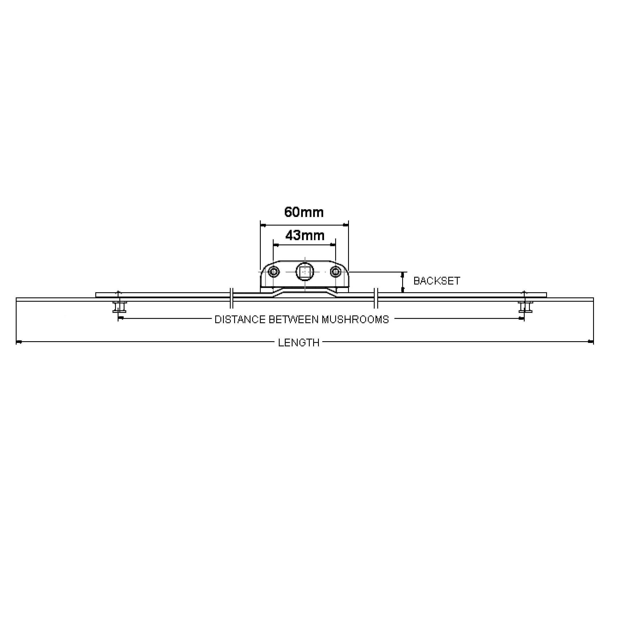 Maco Inline Window Espagnolette - 22mm Backset Mushroom Cams