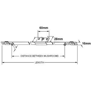 Maco Offset Window Espagnolette - 25mm Backset Mushroom Cams